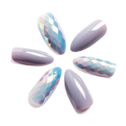 NEW 24pcs Laser False Nail Colorful Full Cover Fake Nail Laser Reflective Full Nail Tips Spiked False Nails Long False Nails