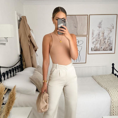 Yimunancy 5 Colors Sleeveless Bodysuit Women Solid Seamless Bodycon Bodysuit 2020 Women Ladies Skinny Bodysuit Summer Overalls