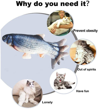 Cat Toy Fish Interactive USB Charging Electric Realistic 3D floppy Fish toys for Cats Puppy Dog Pet Chew Bite Toys Pet Supplies