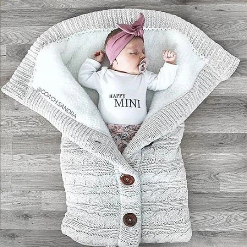 Newborn Baby Winter Warm Sleeping Bags Infant Button Knit Swaddle Wrap Swaddling Stroller Wrap Toddler Blanket baby Sleeping Bag