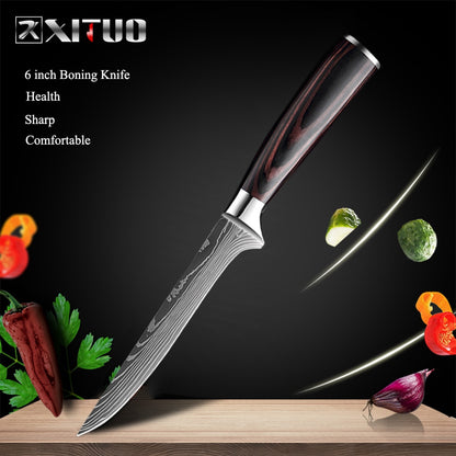 XITUO 8"inch japanese kitchen knives Laser Damascus pattern chef knife Sharp Santoku Cleaver Slicing Utility Knives tool EDC New