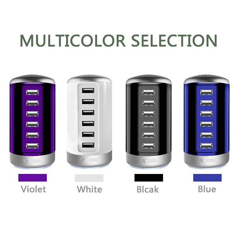 Multi-port Charger 6 USB Port Desktop Charger Rapid Tower Charging Station Power Adapter 30W LED Indicator UL Certification US