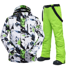 將圖片載入圖庫檢視器 Ski Suit Men Winter Warm Windproof Waterproof Outdoor Sports Snow Jackets and Pants Hot Ski Equipment Snowboard Jacket Men Brand
