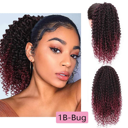 Vigorous Drawstring Puff Ponytail Afro Kinky Curly Hair Extension Synthetic Clip in Pony Tail African American Hair Extension
