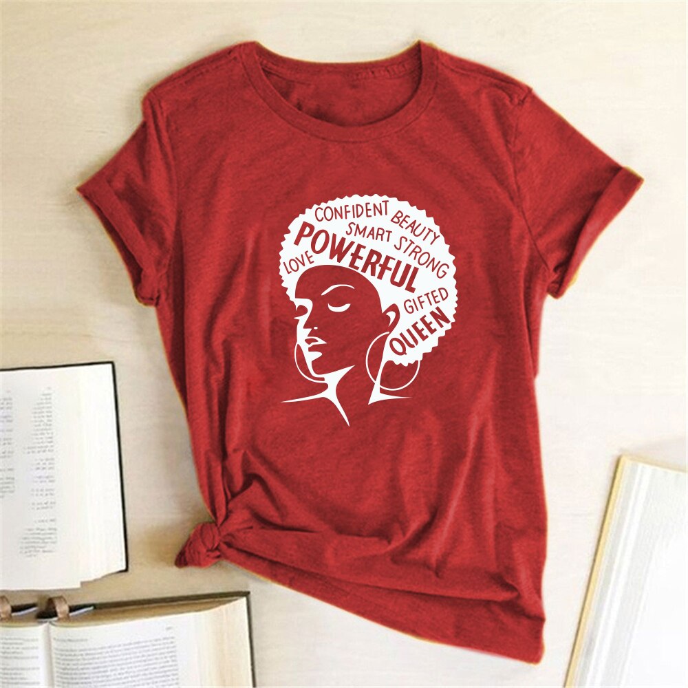Graphic T-shirts Women Summer Slim Kawaii Women T Shirt Polyester High Quality Female Print Powerful Girl Independence Day T-shirt
