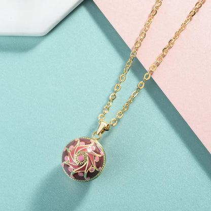 EUDORA Original Enamel Craft Pink Harmony Ball Musical Pendant Universe Planet Necklace For Mom Baby Pregnancy Jewelry Gift Idea