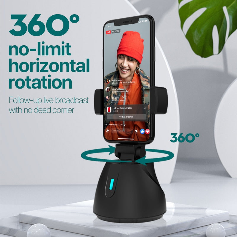 Camera 360 Smartphone Auto Tracking Smart Shooting Phone Holder Selfie Stick 360 Rotation Vlog Shooting Mount Holder