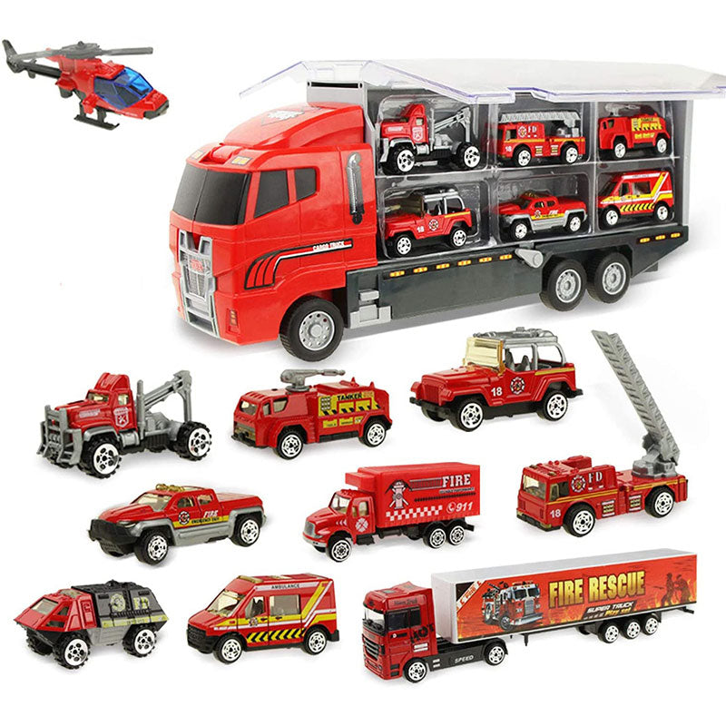 Mini Car & Storage Truck Alloy Diecast Car Engineering Excavator Toys Vehicles Truck Car Model Gift For Kids Boys 11 Pieces