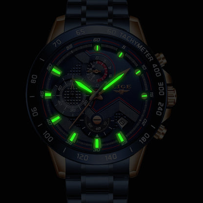 LIGE 2020 New Fashion Mens Watches with Stainless Steel Top Brand Luxury Sports Chronograph Quartz Watch Men Relogio Masculino