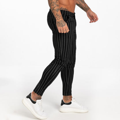 New Autumn Winter Men's Chinos Slim Fit Black Chinos Trousers for Men Stretchy Pants Thick Casual Ankle Tight Fit Street zm385