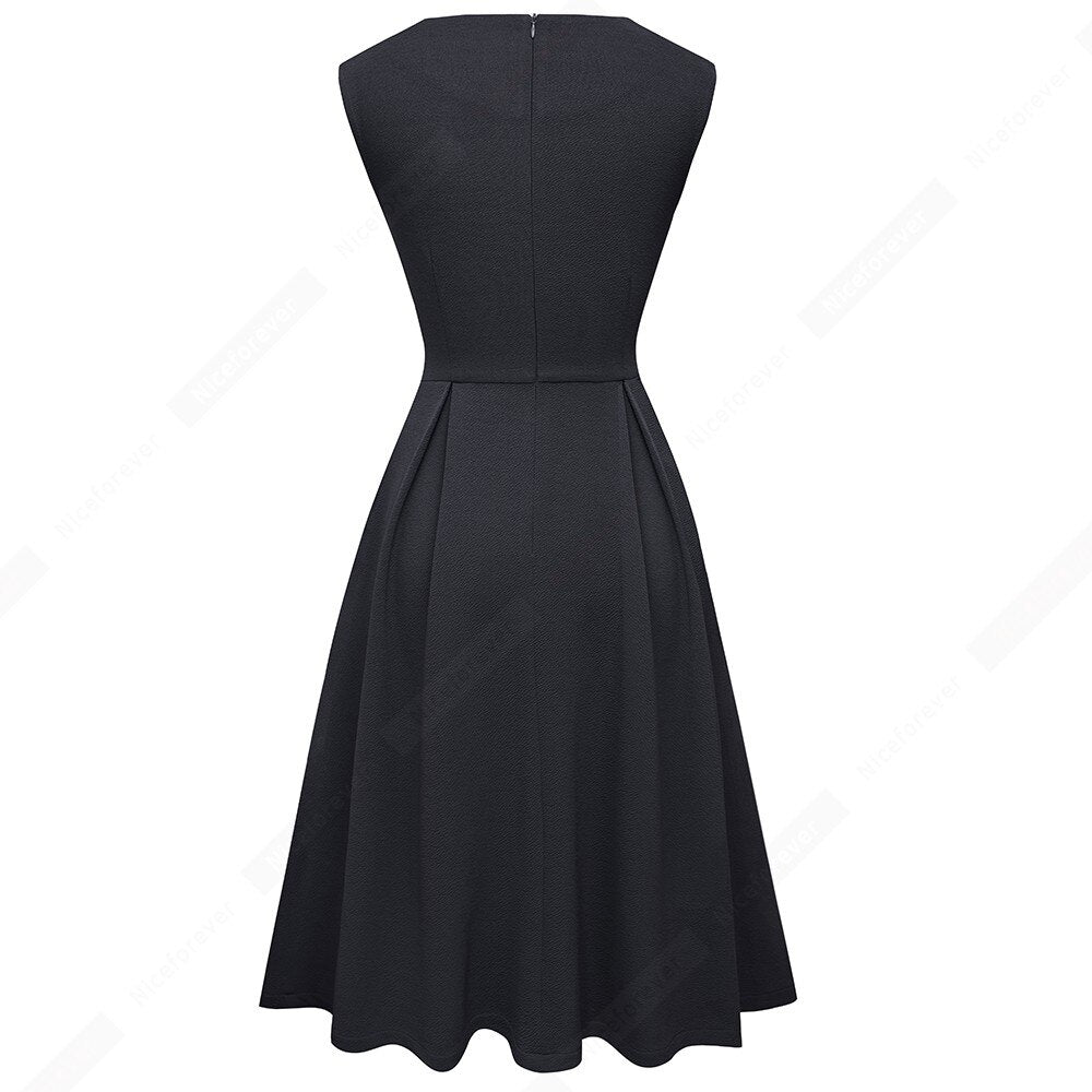 Spring Elegant Casual Brief Design V-Neck A-Line Vintage Side pocket Modern Dress HA196