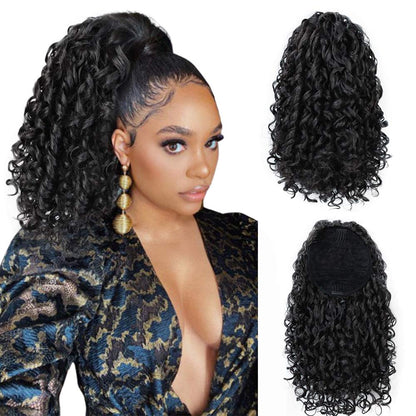 Vigorous Drawstring Puff Ponytail Afro Kinky Curly Hair Extension Synthetic Clip in Pony Tail African American Hair Extension