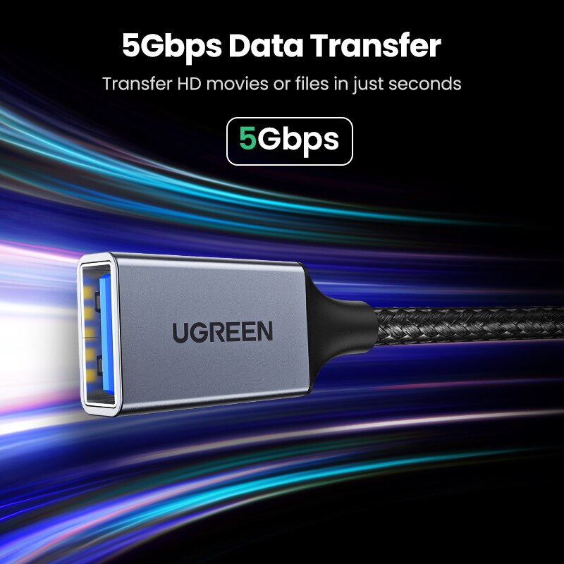 Ugreen USB 3.0 Cable USB Extension Cable Male to Female Data Cable USB3.0 Extender Cord for PC TV USB Extension Cable