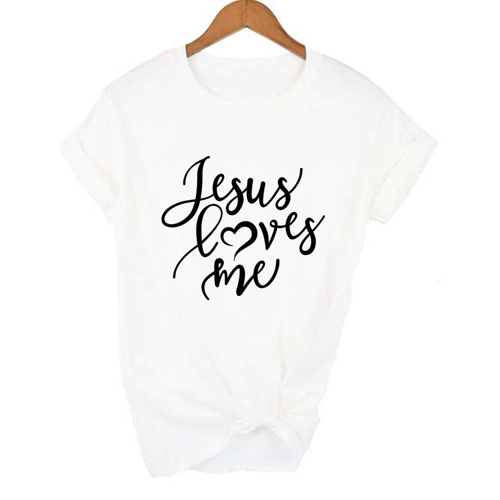 Jesus Loves Me Shirt Women Fashion Christian T-Shirt Religious Shirts Faith Tee 90s Girl Aesthetic Faith Tops Jesus Tee