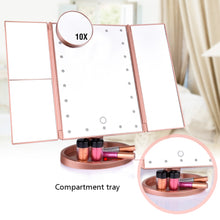 Load image into Gallery viewer, Makeup Mirror LED Touch Screen 22 Light Table Desktop Makeup 1X/2X/3X/10X Magnifying Mirrors Vanity 3 Folding Adjustable Mirror
