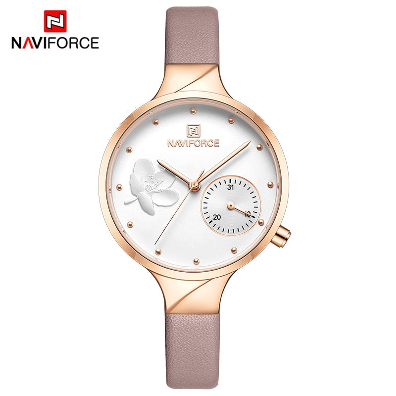 NAVIFORCE Women Watches Top Brand Luxury Fashion Female Quartz Wrist Watch Ladies Leather Waterproof Clock Girl Relogio Feminino