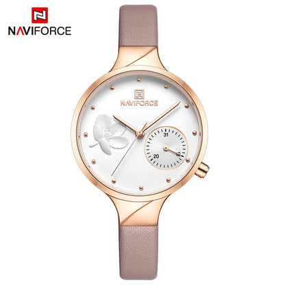 NAVIFORCE Women Watches Top Brand Luxury Fashion Female Quartz Wrist Watch Ladies Leather Waterproof Clock Girl Relogio Feminino
