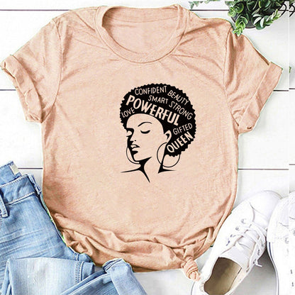 Graphic T-shirts Women Summer Slim Kawaii Women T Shirt Polyester High Quality Female Print Powerful Girl Independence Day T-shirt
