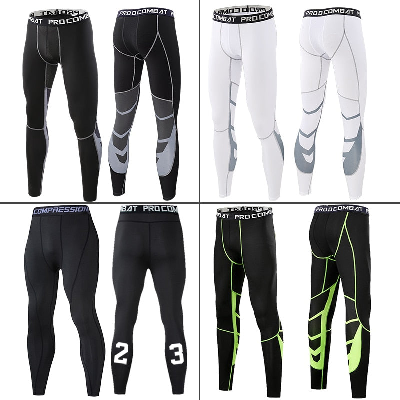 Men's Compression Pants Male Tights Leggings for Running Gym Sport Fitness Quick Dry Fit Joggings Workout White Black Trousers