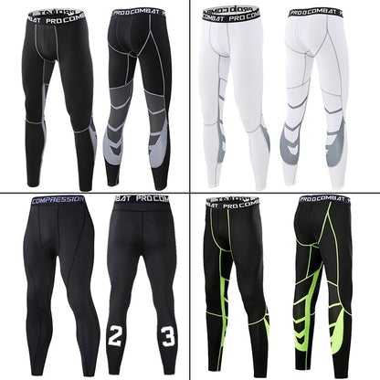 Men's Compression Pants Male Tights Leggings for Running Gym Sport Fitness Quick Dry Fit Joggings Workout White Black Trousers