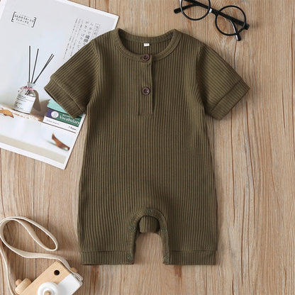 Summer Newborn Kid Baby Girl Romper Clothes 0-24M Short Sleeve Solid Jumpsuits Outfits 6 Colors