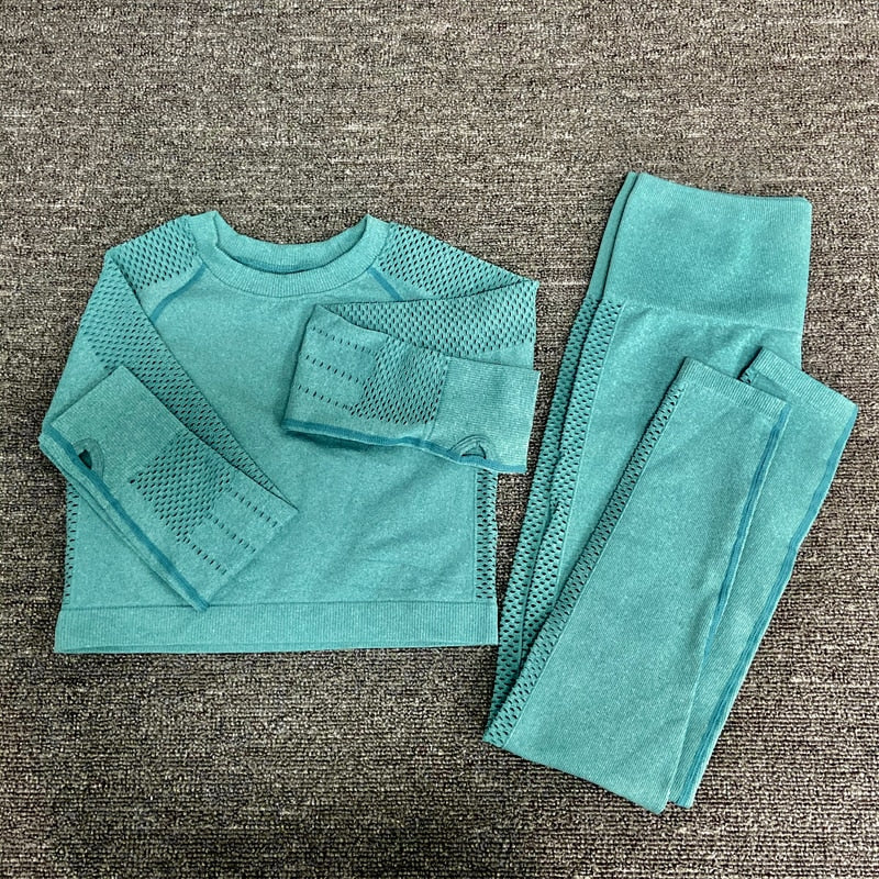 Seamless Women Yoga Sets Female Sport Gym suits Wear Running Clothes women Fitness Sport Yoga Suit Long Sleeve yoga clothing