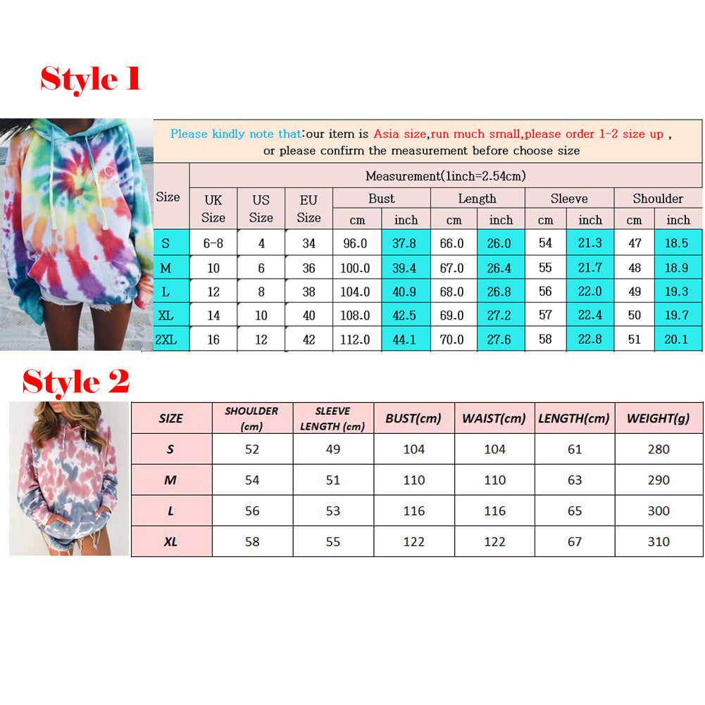 Women's Tie Dye Hoodie Sweater Drawstring Autumn Winter Ladies Baggy Hooded Jumper Pull Femme Tie Colorful Dyeing Fashion and leisure Coat