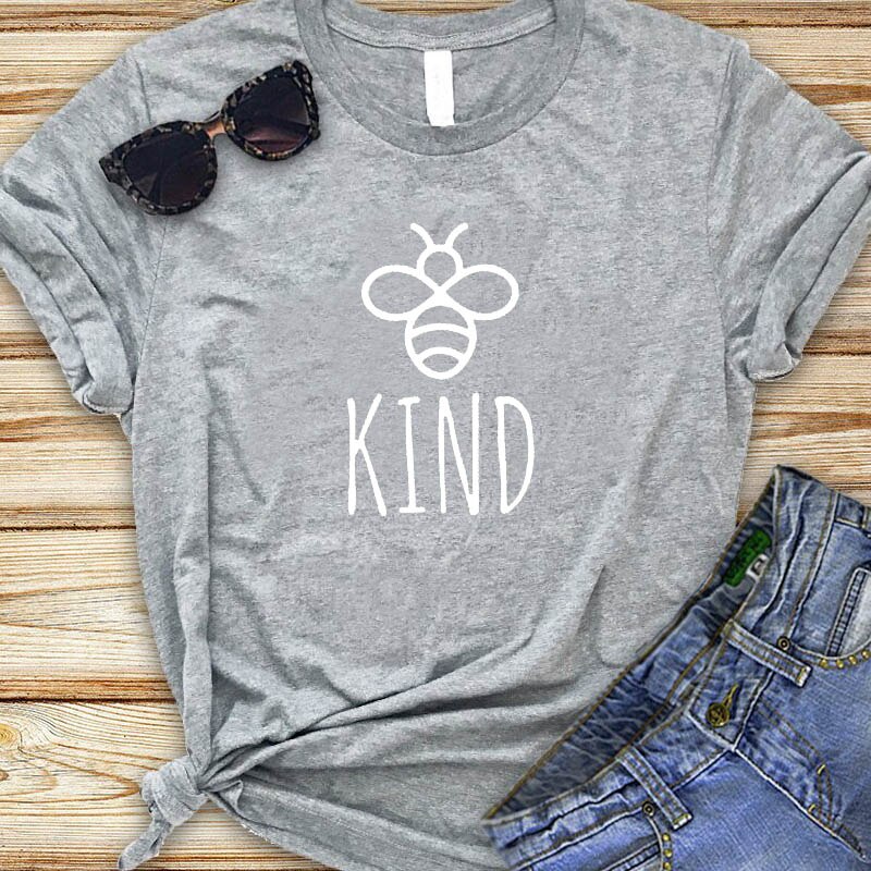 Be Kind Graphic T-shirt Women Girls Cotton Oversized T-shirt Summer Fashion Bees Print Top Harajuku Tshirt Unisex Tee Drop Shipping