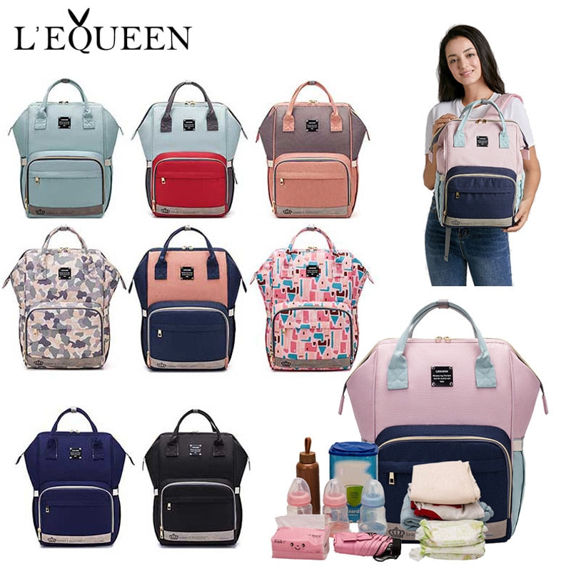 LEQUEEN Mummy Maternity Nappy Bag Large Capacity Baby Bag Travel Backpack Designer Nursing Bag for Baby Care