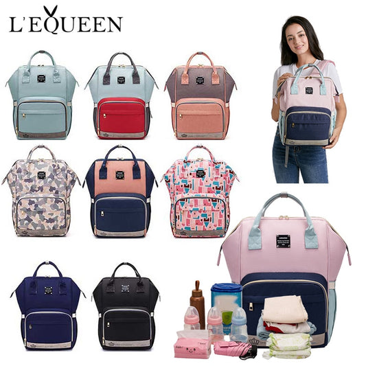 LEQUEEN Fashion Mummy Maternity Nappy Bag Large Capacity Baby Bag Travel Backpack Designer Nursing Bag for Baby Care