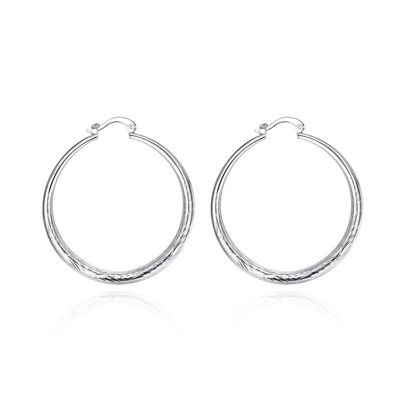 Diameter:4.0cm 1 Pairs Elegant Jewelry Silver Plated Women Lady Wedding Earrings High Quality Fashion