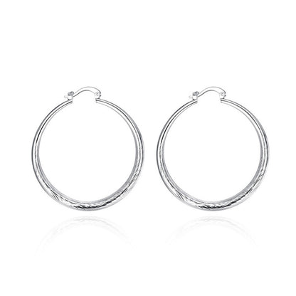 Diameter:4.0cm 1 Pairs Elegant Jewelry Silver Plated Women Lady Wedding Earrings High Quality Fashion