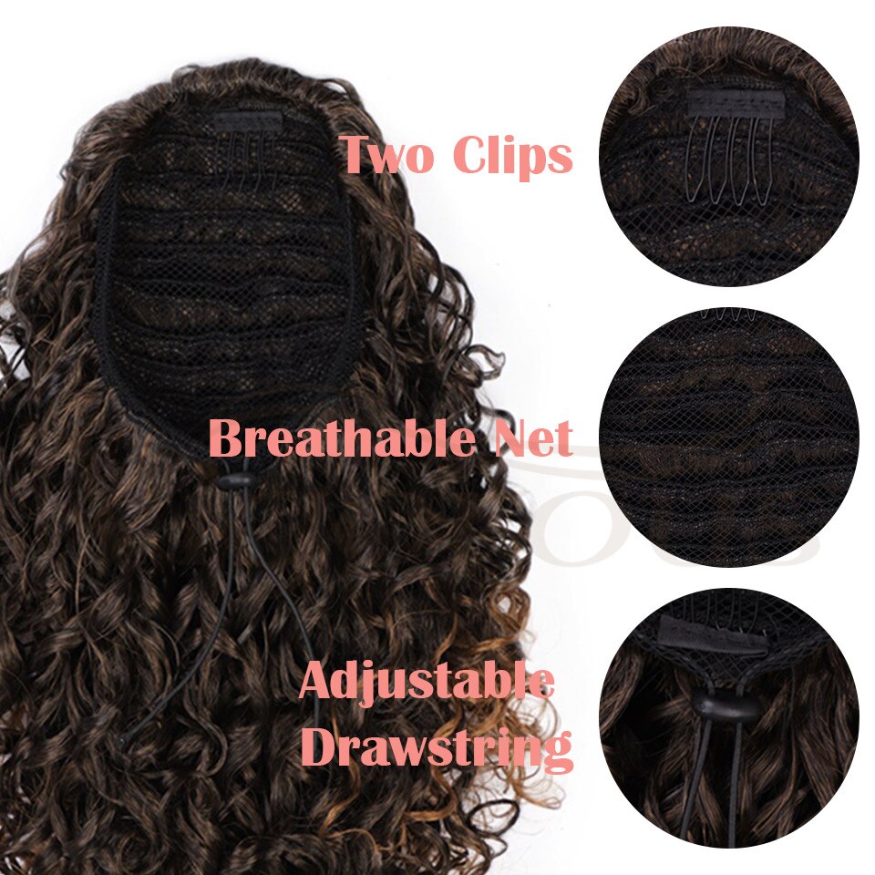 Vigorous Drawstring Puff Ponytail Afro Kinky Curly Hair Extension Synthetic Clip in Pony Tail African American Hair Extension