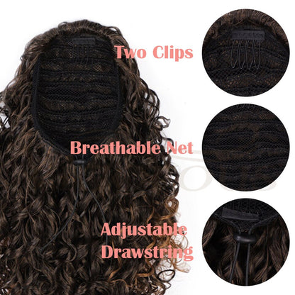 Vigorous Drawstring Puff Ponytail Afro Kinky Curly Hair Extension Synthetic Clip in Pony Tail African American Hair Extension