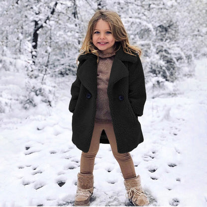 Children Toddler Baby Girls Long Sleeve Winter Solid Windproof Coat Thicken Warm Pocket Outwear 18m-6t Kids Meisjes Winterjas