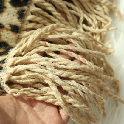 Designer Women's Thick Scarf Blanket Tassel Shawls Wrap Animal Leopard Print Cashmere Scarves pashmina foulard