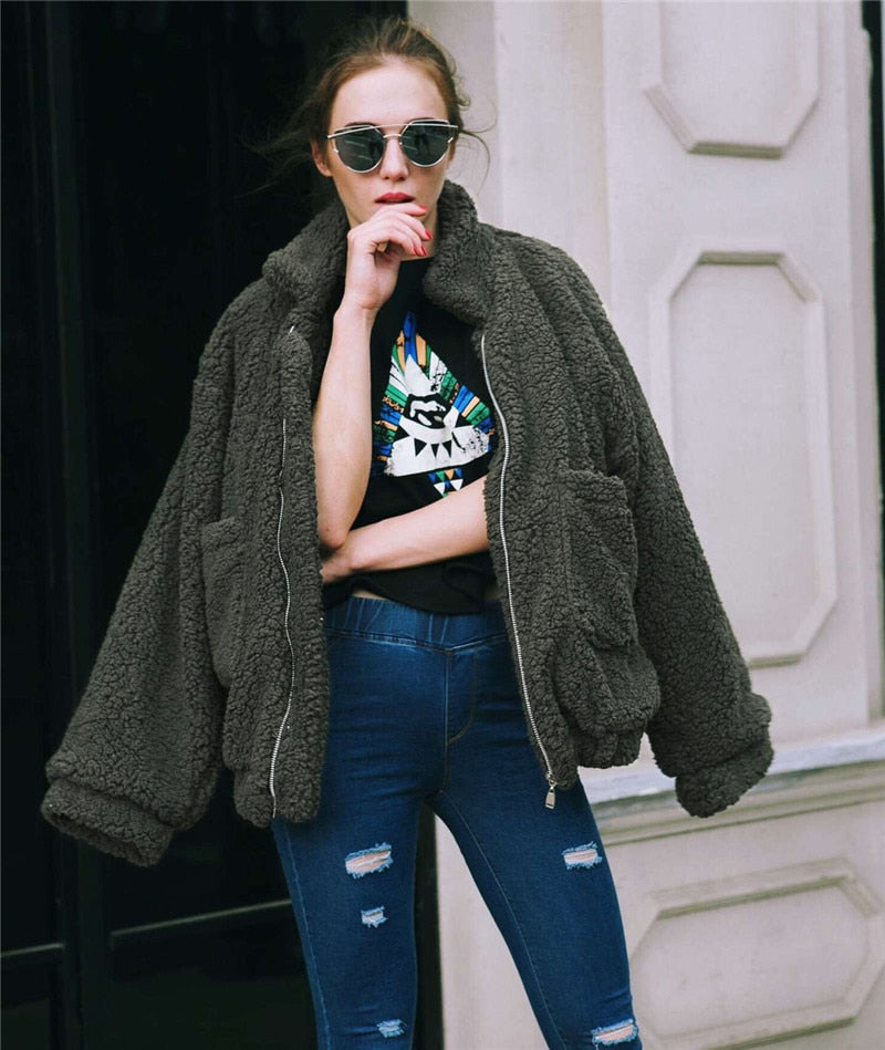 Women Elegant Faux Fur Coat