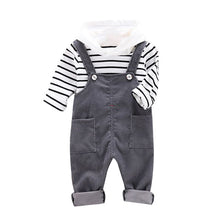 Cargar imagen en el visor de la galería, Autumn Baby Boy Clothes 2pcs Long Sleeve Striped Hoodie Sweatshirt+Strap Trousers Pants Casual Baby Clothes Sets
