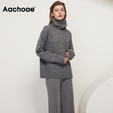 Load image into Gallery viewer, Aachoae Autumn Winter Women Knitted Turtleneck Cashmere Sweater 2020 Casual Basic Pullover Jumper Batwing Long Sleeve Loose Tops
