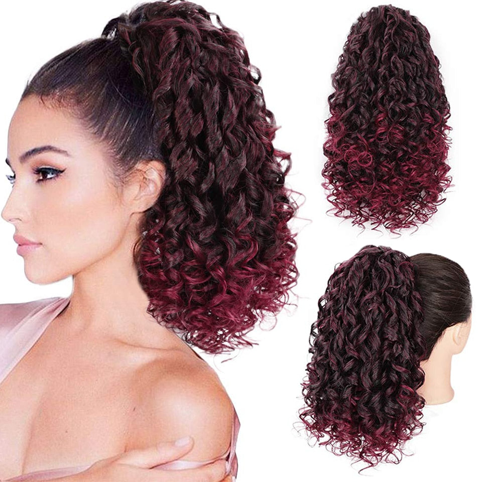 Vigorous Drawstring Puff Ponytail Afro Kinky Curly Hair Extension Synthetic Clip in Pony Tail African American Hair Extension