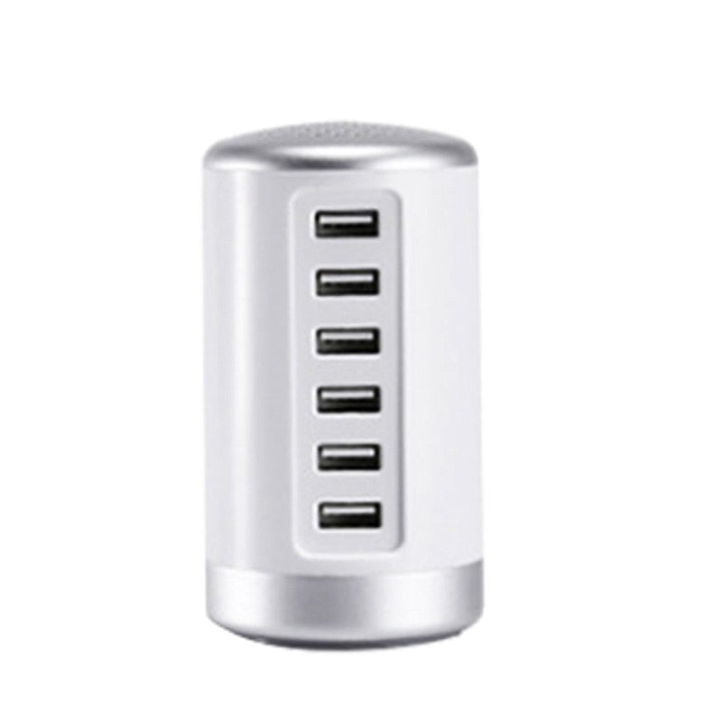 Multi-port Charger 6 USB Port Desktop Charger Rapid Tower Charging Station Power Adapter 30W LED Indicator UL Certification US