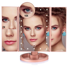 Load image into Gallery viewer, Makeup Mirror LED Touch Screen 22 Light Table Desktop Makeup 1X/2X/3X/10X Magnifying Mirrors Vanity 3 Folding Adjustable Mirror
