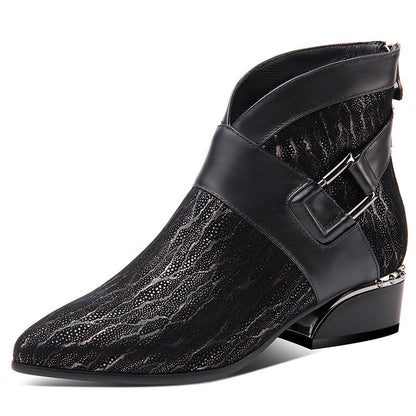 FEDONAS Prints SheepSkin High Heels Elegant Chelsea Boots Autumn Winter Vintage Women Ankle Boots Party Dancing Shoes Woman