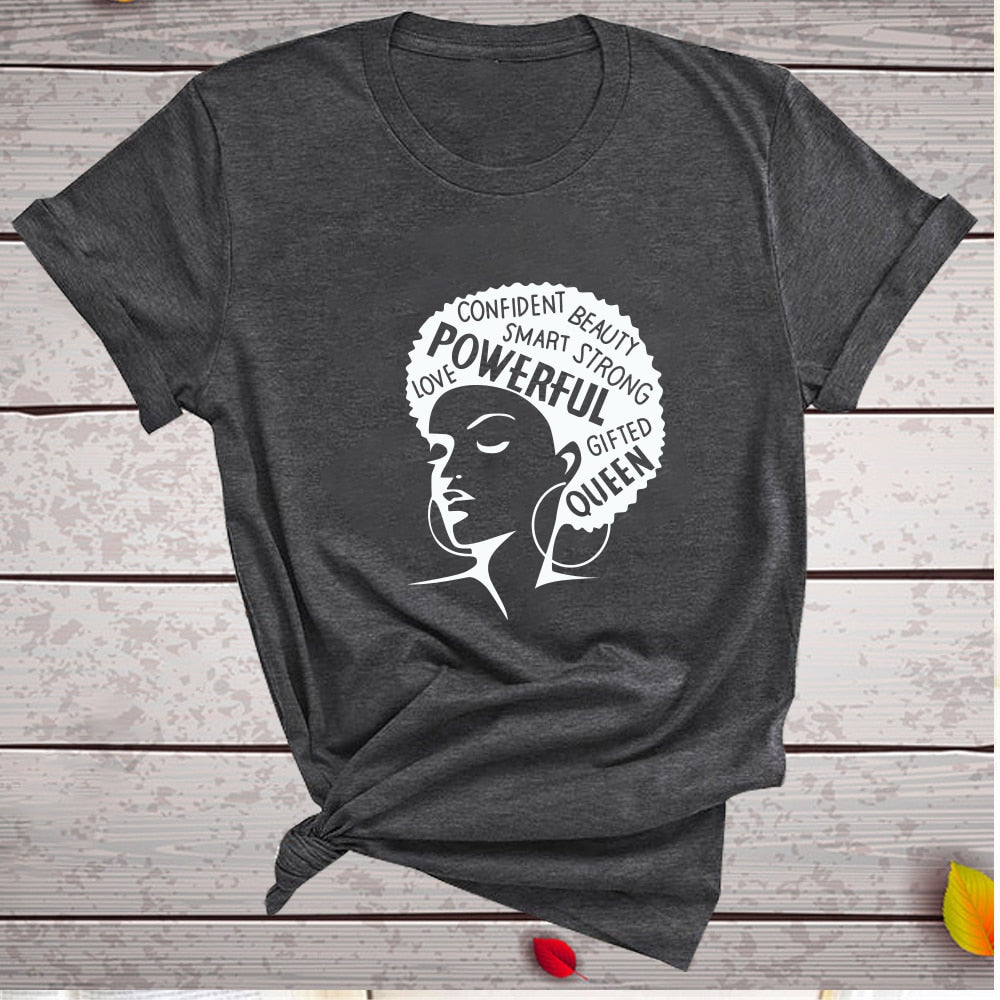 Graphic T-shirts Women Summer Slim Kawaii Women T Shirt Polyester High Quality Female Print Powerful Girl Independence Day T-shirt