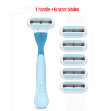 將圖片載入圖庫檢視器 Female Safety Razor Blades Beauty Shaving For Women 3 Layer Blade Shaver Razor Blade Replacement Head For Gillette Venus
