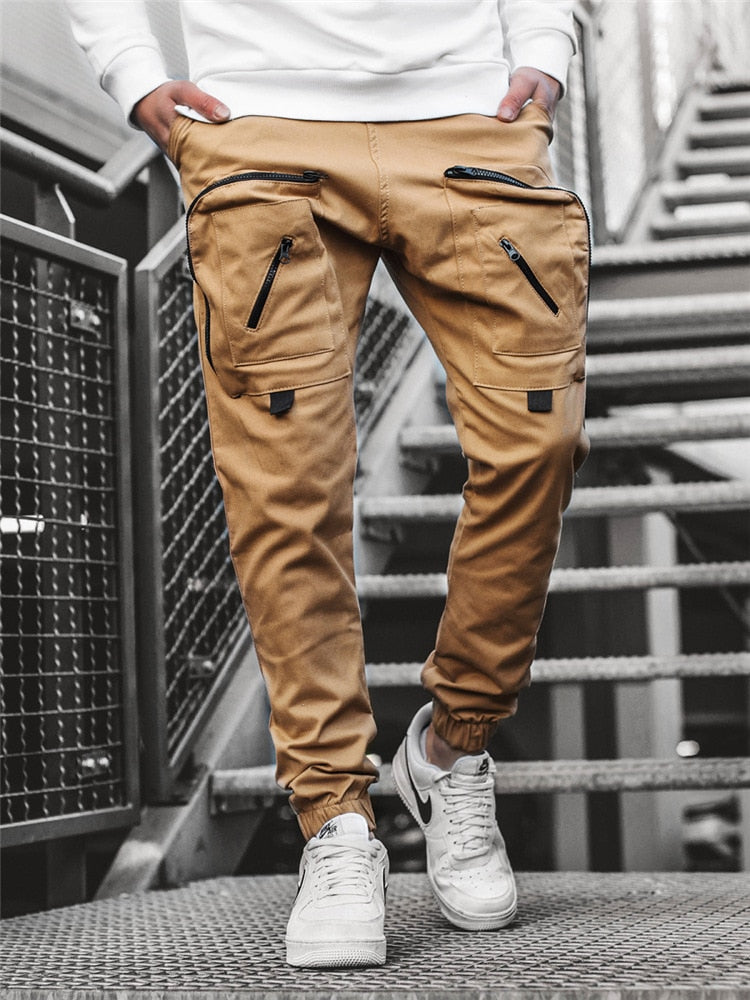 CHRLEISURE Men's Cargo Pocket Trousers Pants Streetwear Joggers Jogging Running Men Sweatpants Fashion Hip Hop Loose Pants Men