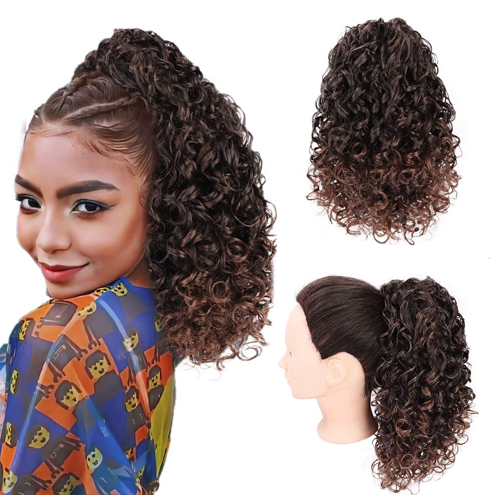 Vigorous Drawstring Puff Ponytail Afro Kinky Curly Hair Extension Synthetic Clip in Pony Tail African American Hair Extension