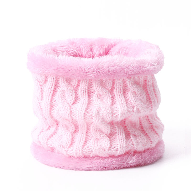 Two pieces Hat Scarf Set Beanie Cap Children's Hats Girls Caps Fake Ball Pompon Keep Warm Winter Knitted Skullies Kids Bone