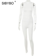 Cargar imagen en el visor de la galería, Sibybo Sleeveless Skinny Summer Rompers Womens Jumpsuit O-Neck Invisible Zipper Sexy Jumpsuit Women Solid Sport Casual Overalls
