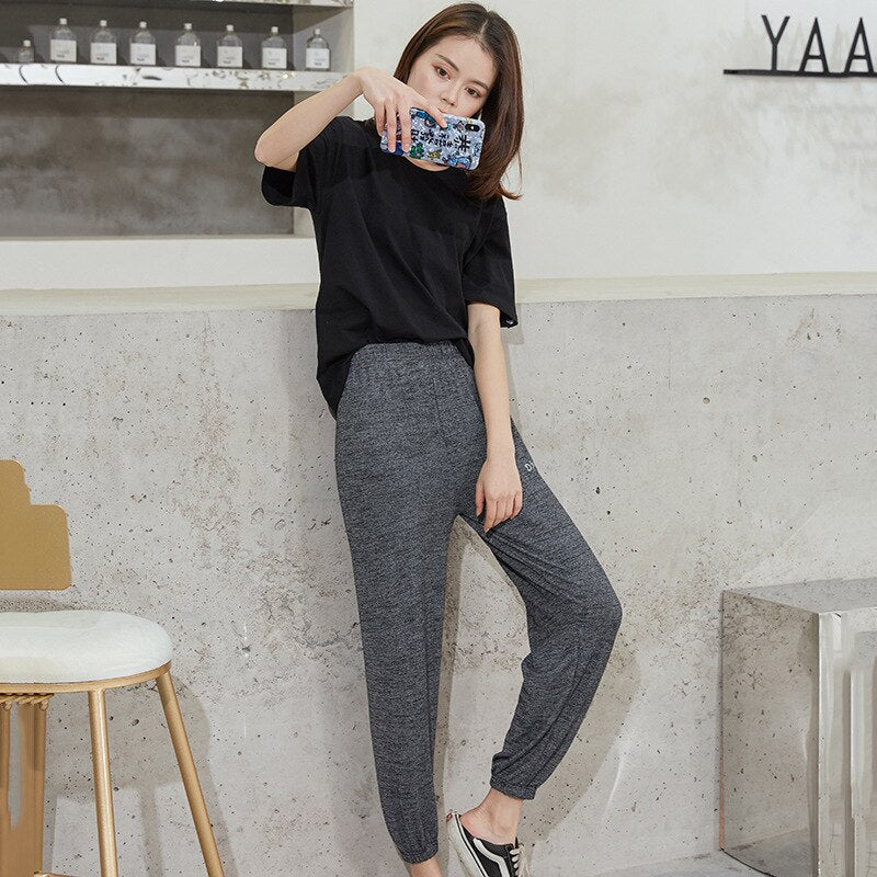Soft Women Home Pants Casual Ankle-Length Sleep Pants Lounge Wear Women Pajama Pants Elastic Harem Pants Outwear Loose Trousers